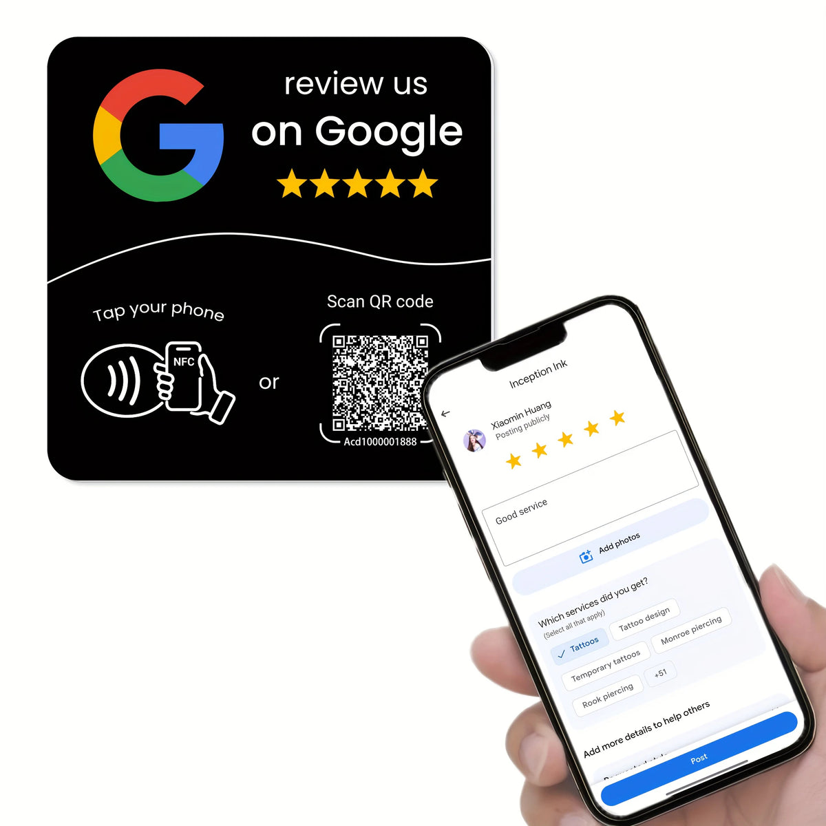 NFC 215 Square Review Card – Programmable Table Stand