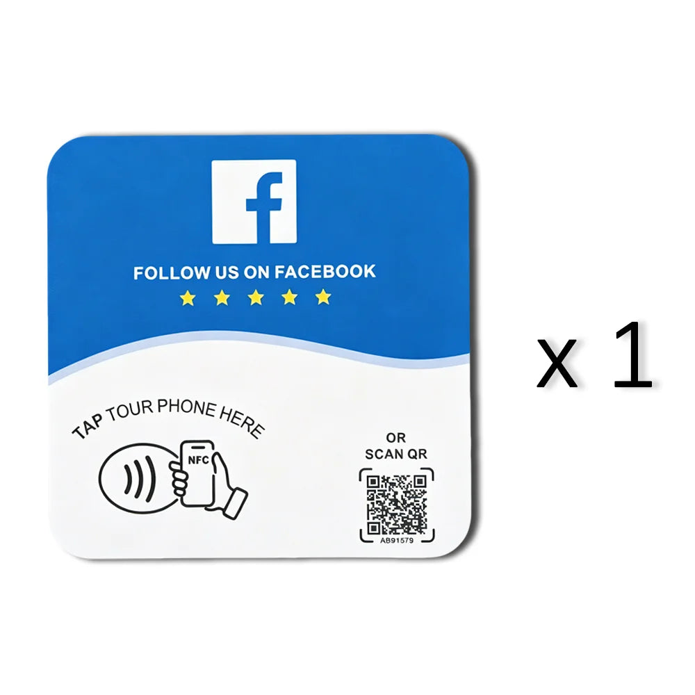 Facebook 1PCS Color NFC 215 Square Review Card – Programmable Table Stand