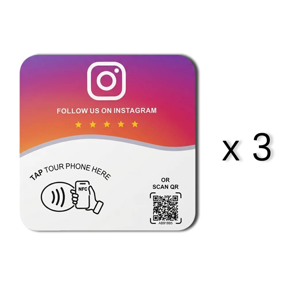 Instagram 3PCS Color NFC 215 Square Review Card – Programmable Table Stand