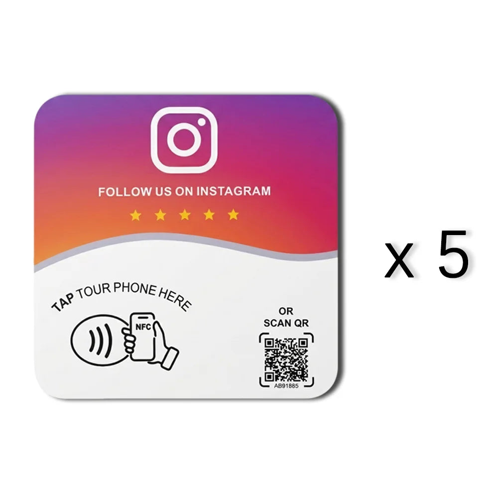 Instagram 5PCS Color NFC 215 Square Review Card – Programmable Table Stand