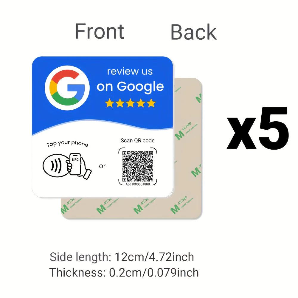 White 5PCS Color NFC 215 Square Review Card – Programmable Table Stand