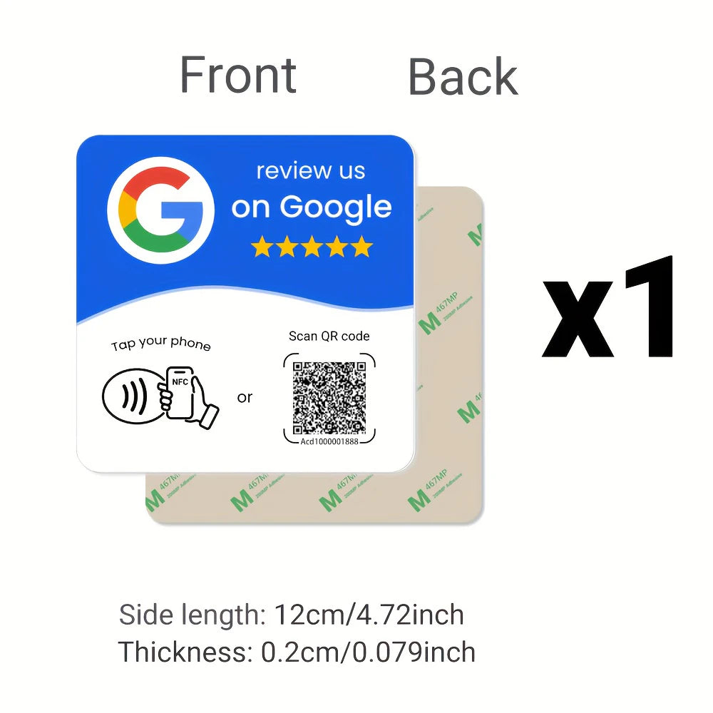 White 1PCS Color NFC 215 Square Review Card – Programmable Table Stand