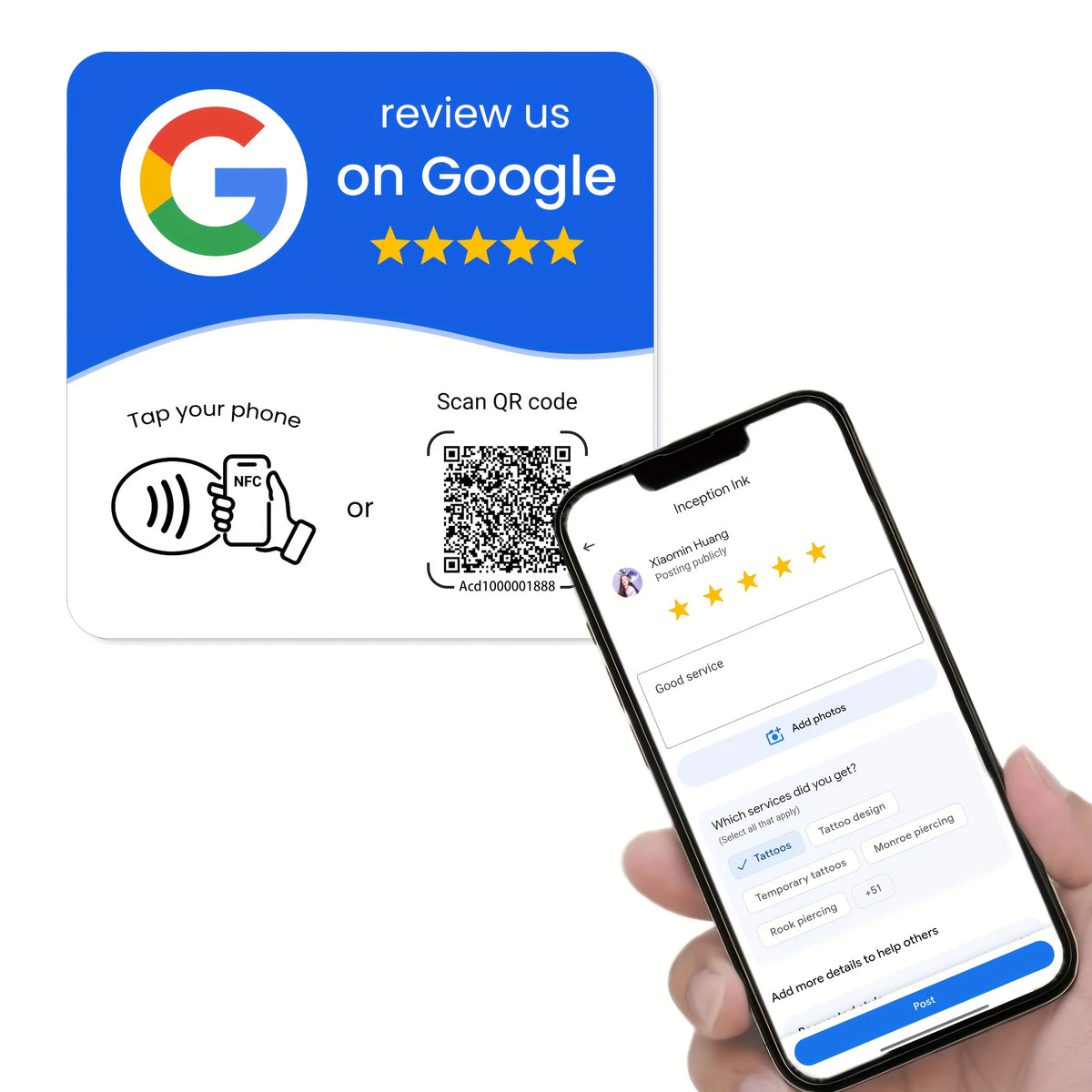 NFC 215 Square Review Card – Programmable Table Stand