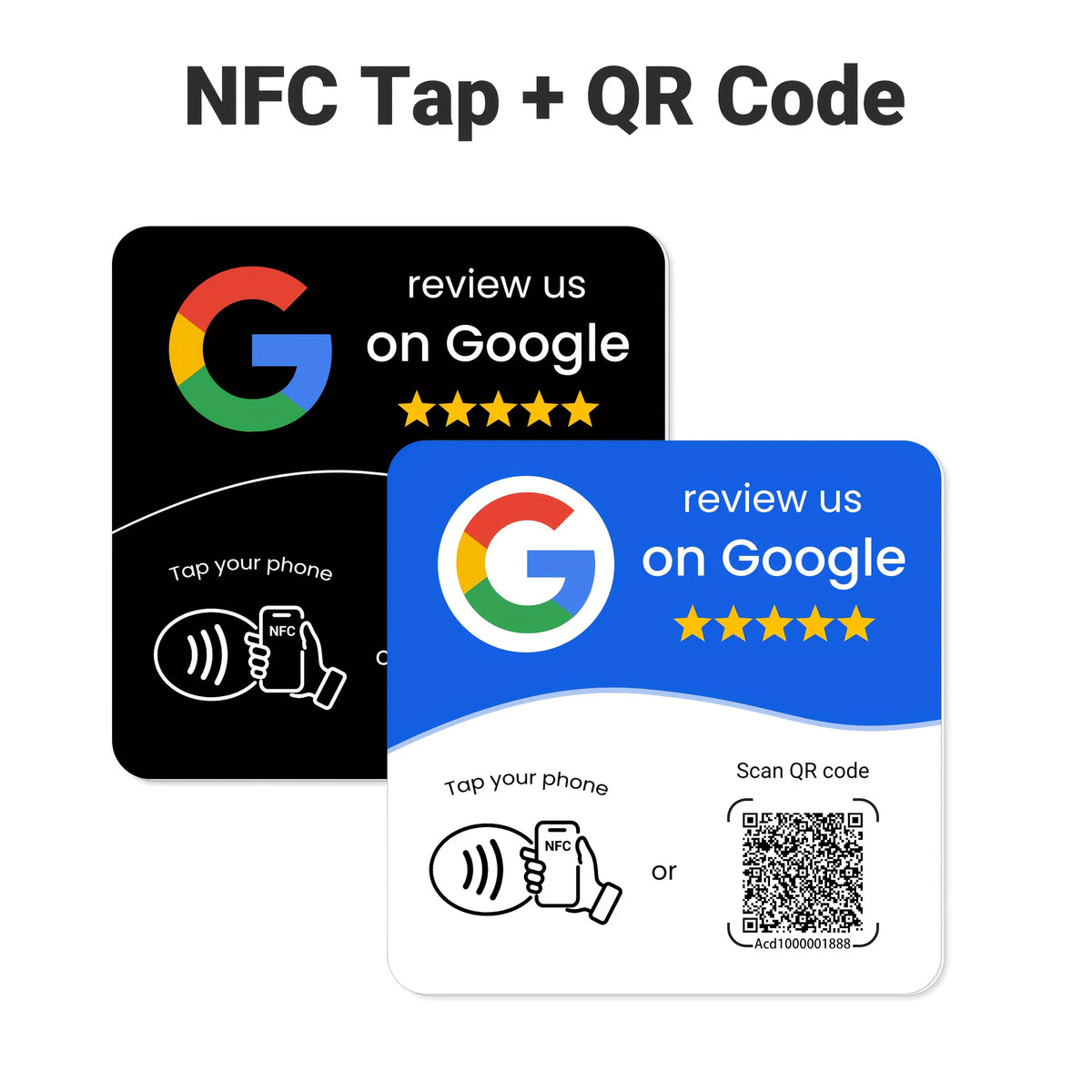 Black 1PCS Color NFC 215 Square Review Card – Programmable Table Stand